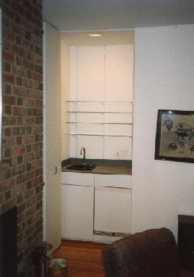 Built-in wet bar (doors opened)