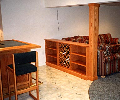 Oak divider with wine rack