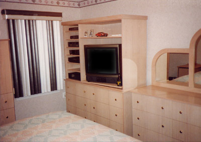 Pickled oak wall unit