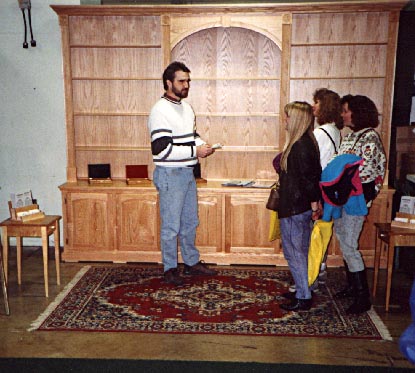 Pickled oak wall unit, Curly maple Shaker tables