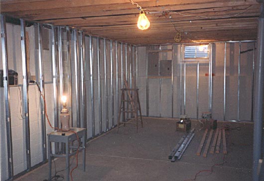 Metal stud framing for finished basement