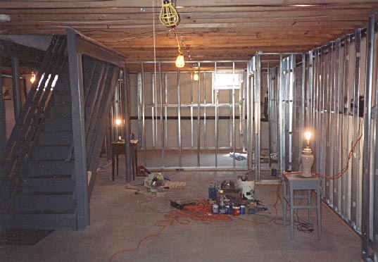 More metal stud framing in finished basement