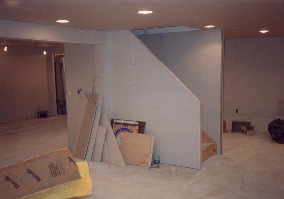 Sheetrock around stairway in finished basement