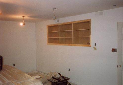 Built-in bookcase in finished basement
