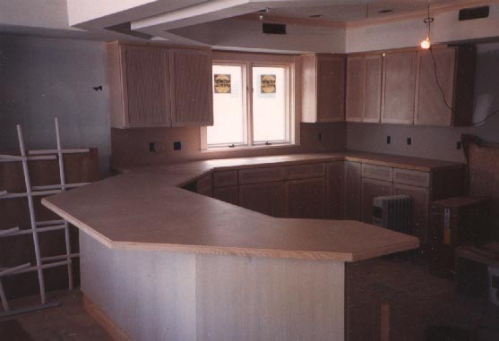 Pickled oak kitchen cabinets