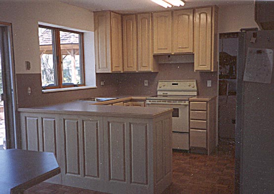 Pickled oak kitchen cabinets