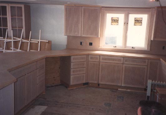 Pickled oak kitchen cabinets